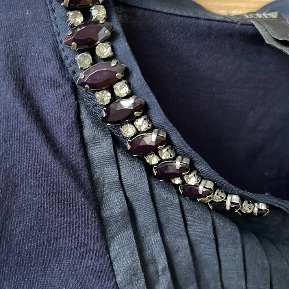 J CREW BEADED COTTON / SILK SLEEVELESS TOP